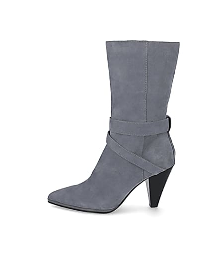 360 degree animation of product Blue suede strap heeled boots frame-3