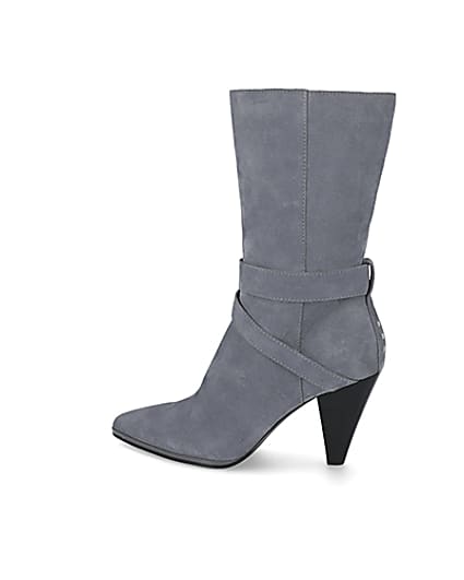 360 degree animation of product Blue suede strap heeled boots frame-4