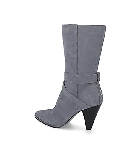 360 degree animation of product Blue suede strap heeled boots frame-5