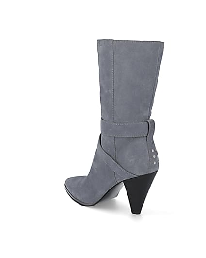 360 degree animation of product Blue suede strap heeled boots frame-6