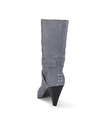360 degree animation of product Blue suede strap heeled boots frame-8
