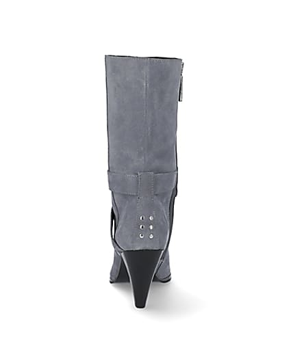 360 degree animation of product Blue suede strap heeled boots frame-9