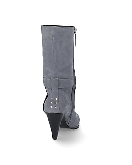360 degree animation of product Blue suede strap heeled boots frame-10