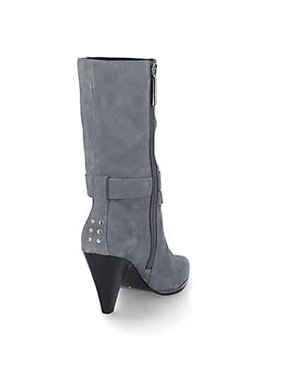 360 degree animation of product Blue suede strap heeled boots frame-11