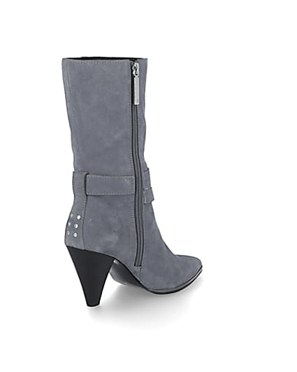 360 degree animation of product Blue suede strap heeled boots frame-12