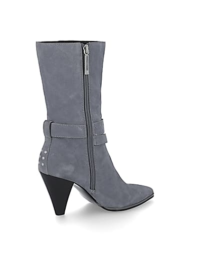 360 degree animation of product Blue suede strap heeled boots frame-13