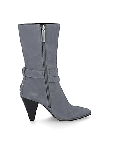 360 degree animation of product Blue suede strap heeled boots frame-14