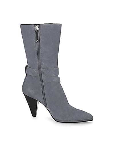 360 degree animation of product Blue suede strap heeled boots frame-16