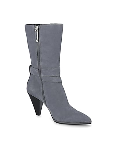 360 degree animation of product Blue suede strap heeled boots frame-17