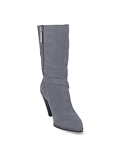 360 degree animation of product Blue suede strap heeled boots frame-19