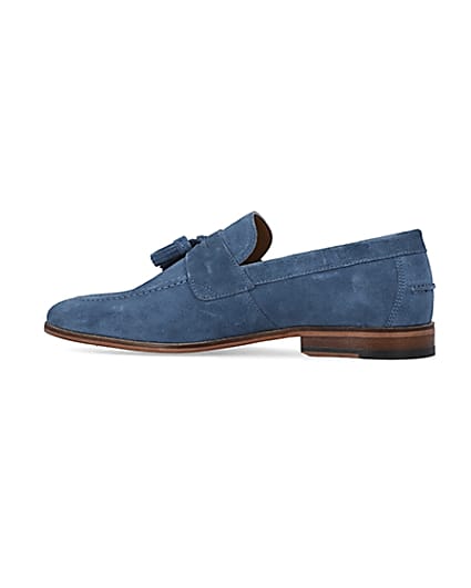 360 degree animation of product Blue Suede Tassel Loafers frame-4