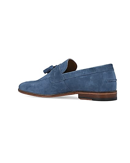 360 degree animation of product Blue Suede Tassel Loafers frame-5