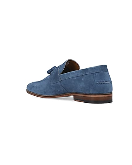 360 degree animation of product Blue Suede Tassel Loafers frame-6