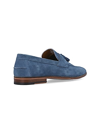 360 degree animation of product Blue Suede Tassel Loafers frame-12