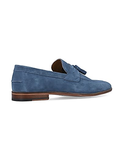 360 degree animation of product Blue Suede Tassel Loafers frame-13