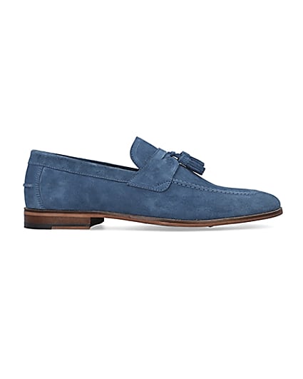 360 degree animation of product Blue Suede Tassel Loafers frame-15