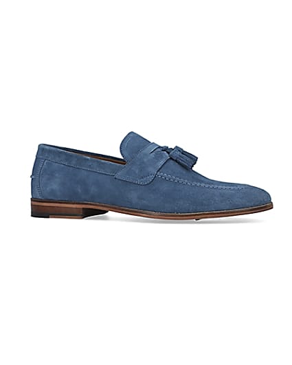 360 degree animation of product Blue Suede Tassel Loafers frame-16
