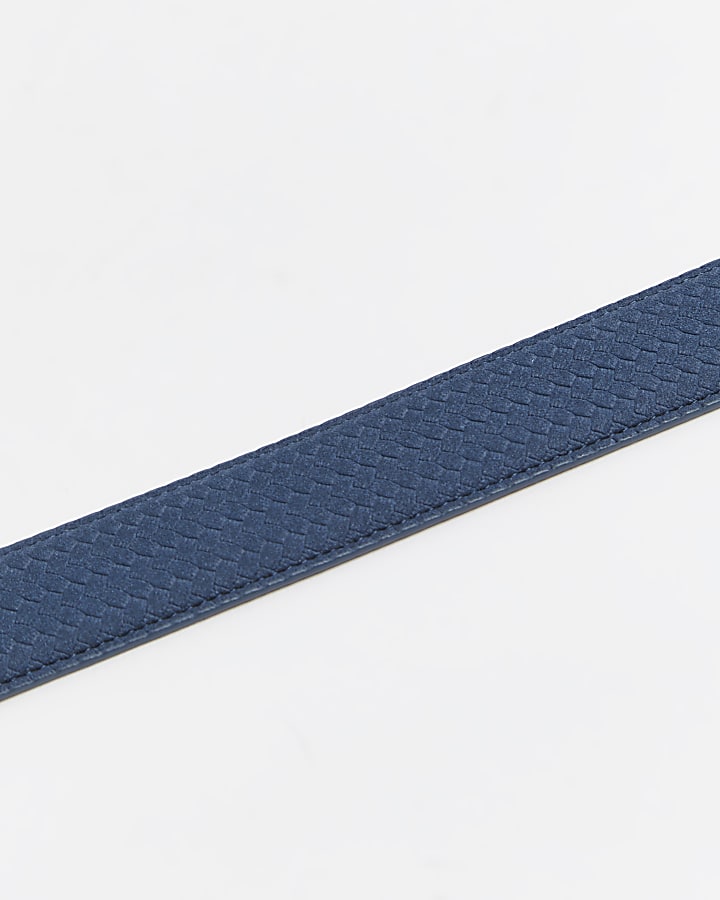 Blue suedette weave embossed belt