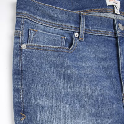 Blue super skinny fit ripped jeans