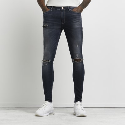 Blue super skinny fit ripped jeans Island