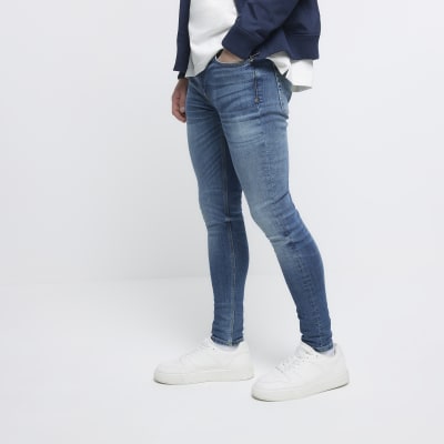 Blue super skinny fit spray on jeans