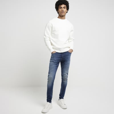 Blue super skinny spray on jeans