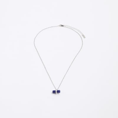 Blue T Bar Chain Necklace