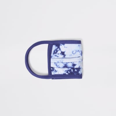 Blue tie dye face covering