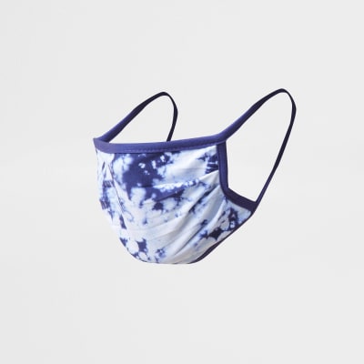 Blue tie dye face covering