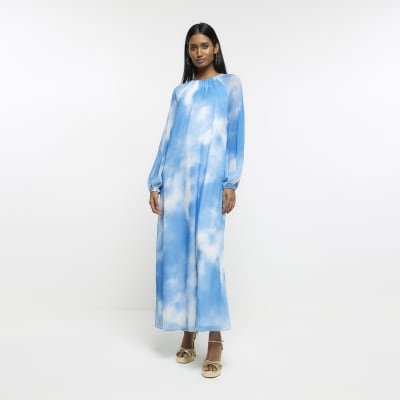 Blue and white tie dye maxi dress sale