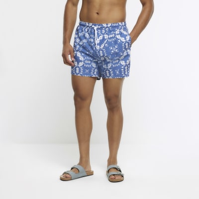 Blue tie dye swim shorts River Island