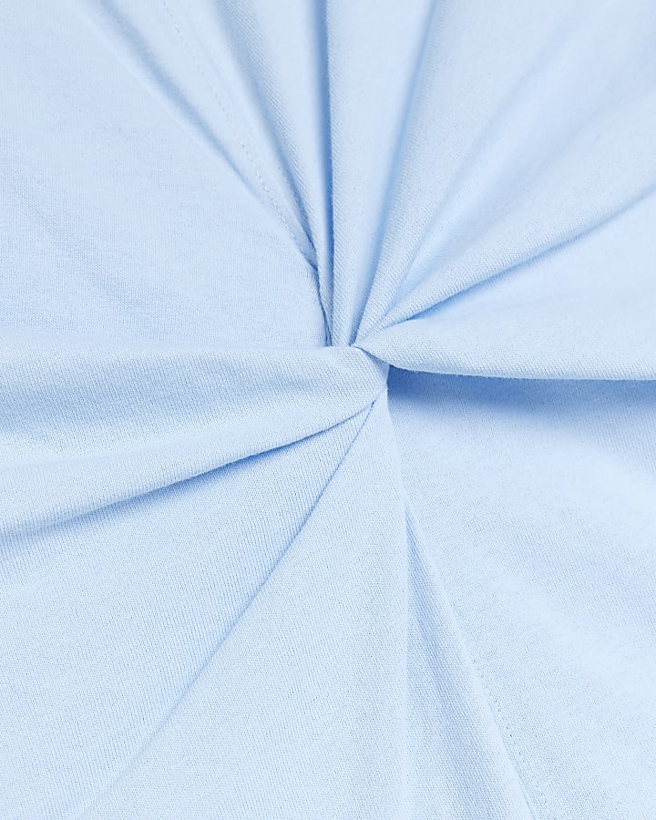 Blue twist detail t-shirt midi dress