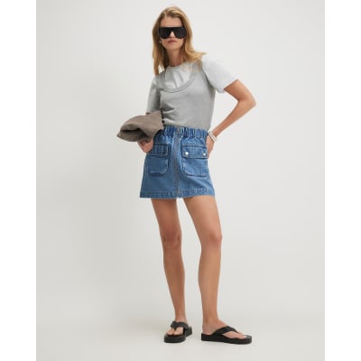 Utility Denim Mini Skirt