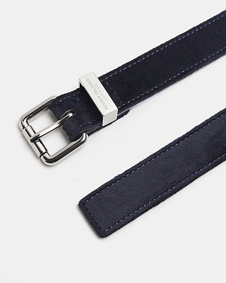 Blue velvet skinny belt