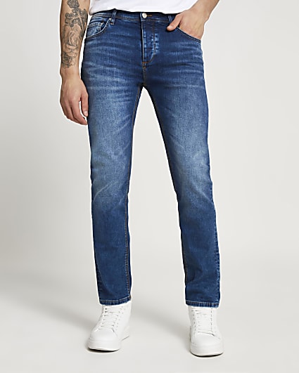 Blue washed slim fit jeans