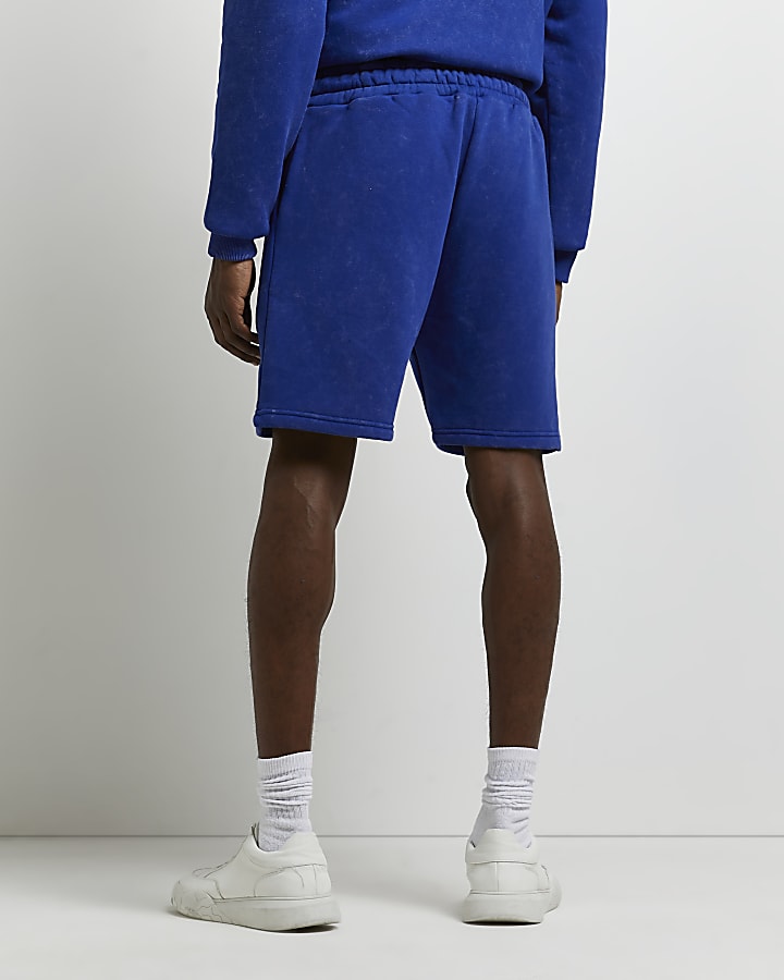 Blue washed slim fit shorts