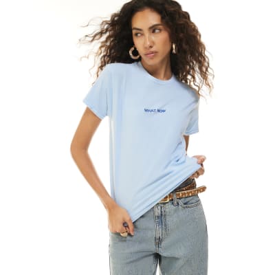 What Now Embroidered Tee T Shirt