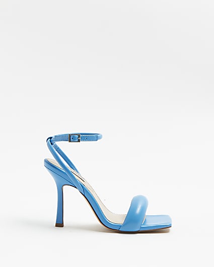 Blue wide fit padded heeled sandals