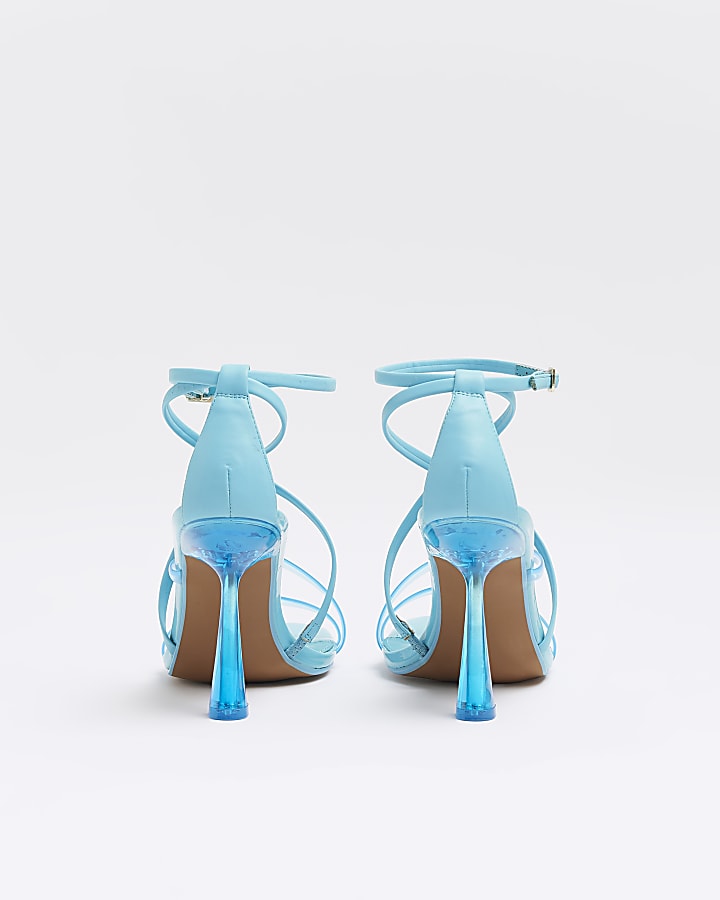 Blue wide fit strappy heeled sandals