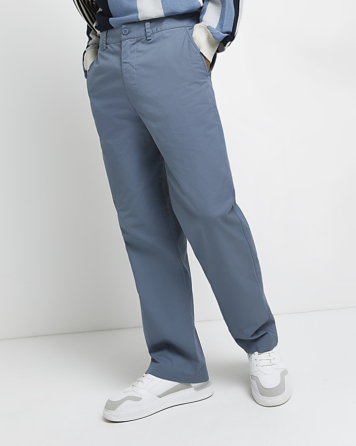 Blue wide leg chino trousers