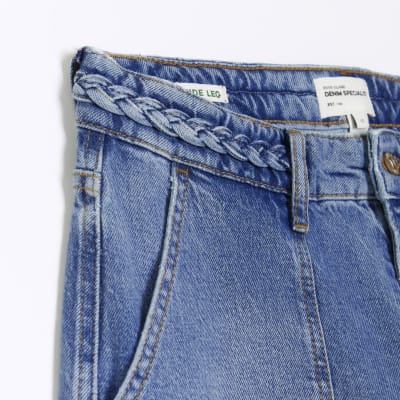 Blue wide leg flare jeans