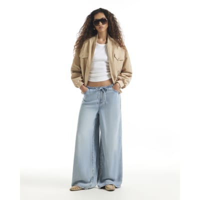 Wide Leg Pyjama Style Drawstring Jeans