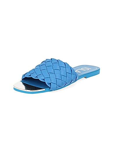 360 degree animation of product Blue woven flat sandal frame-0