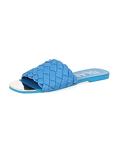 360 degree animation of product Blue woven flat sandal frame-1