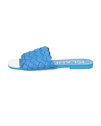 360 degree animation of product Blue woven flat sandal frame-3
