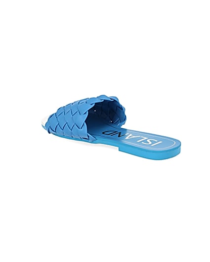 360 degree animation of product Blue woven flat sandal frame-6