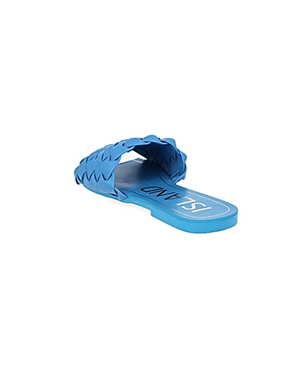360 degree animation of product Blue woven flat sandal frame-7