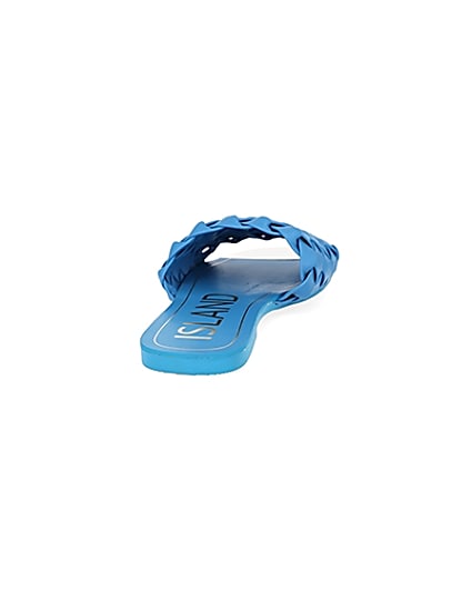 360 degree animation of product Blue woven flat sandal frame-10