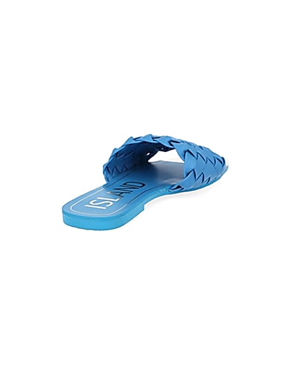 360 degree animation of product Blue woven flat sandal frame-11