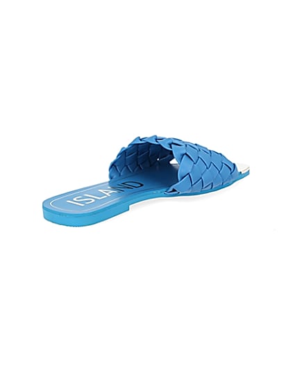 360 degree animation of product Blue woven flat sandal frame-12